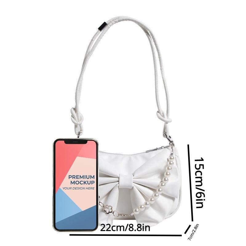 Stylish Bowknot Decor Baguette Bag with Chain Strap