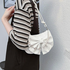 Stylish Bowknot Decor Baguette Bag with Chain Strap