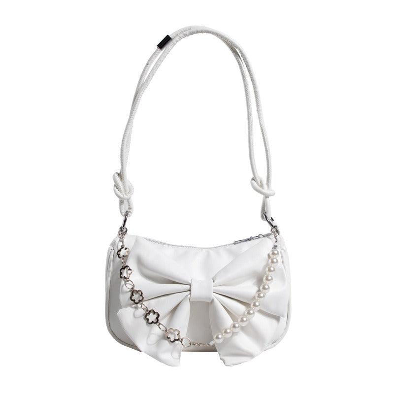 Stylish Bowknot Decor Baguette Bag with Chain Strap