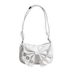 Stylish Bowknot Decor Baguette Bag with Chain Strap