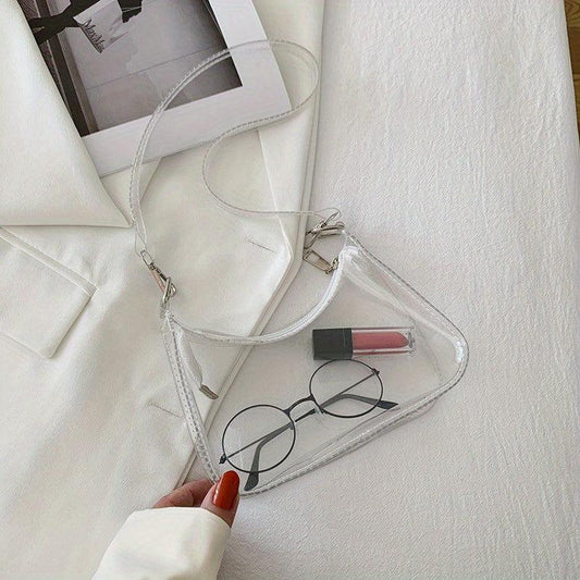 Clear PVC Baguette Bag Waterproof Travel Beach Jelly Shoulder Purses