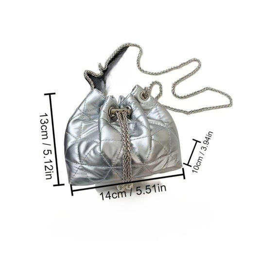 Mini Quilted Crossbody Bucket Bag PU Shoulder Bag Women's Casual Handbag