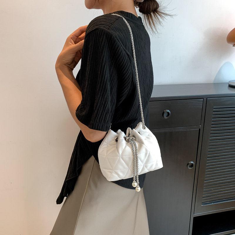 Mini Quilted Crossbody Bucket Bag PU Shoulder Bag Women's Casual Handbag
