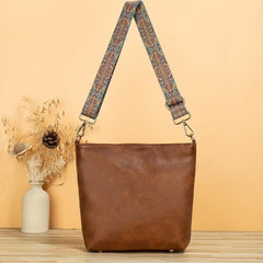 Retro Style Bucket Bag Ethnic Strap Crossbody Bag With Guitar Strap