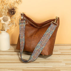 Retro Style Bucket Bag Ethnic Strap Crossbody Bag With Guitar Strap