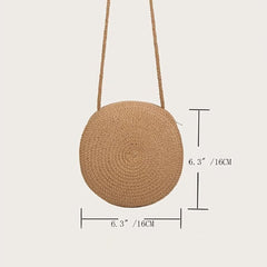Straw Woven Round Bag Crossbody Shoulder Bag 16 0cm 16 0cm