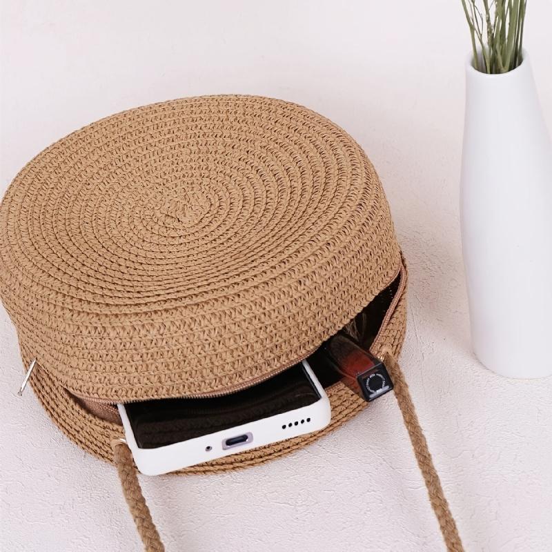 Straw Woven Round Bag Crossbody Shoulder Bag 16 0cm 16 0cm