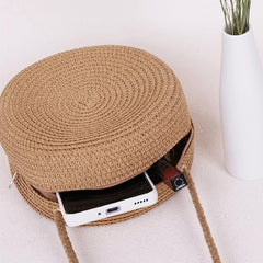 Straw Woven Round Bag Crossbody Shoulder Bag 16 0cm 16 0cm