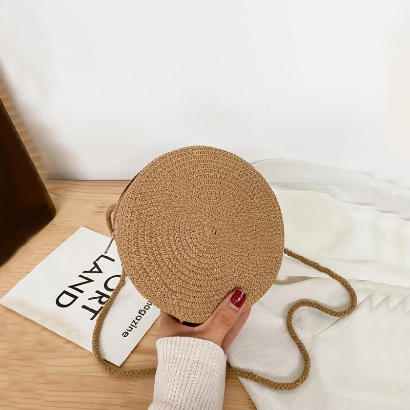 Straw Woven Round Bag Crossbody Shoulder Bag 16 0cm 16 0cm
