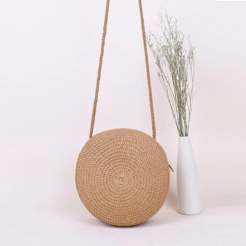 Straw Woven Round Bag Crossbody Shoulder Bag 16 0cm 16 0cm