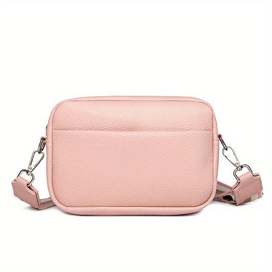 Small Litchi Pattern Crossbody Bag Square Purse Women's PU Leather Shoulder Bag
