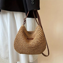 Woven Straw Beach Tote Bag Crossbody Large Capacity