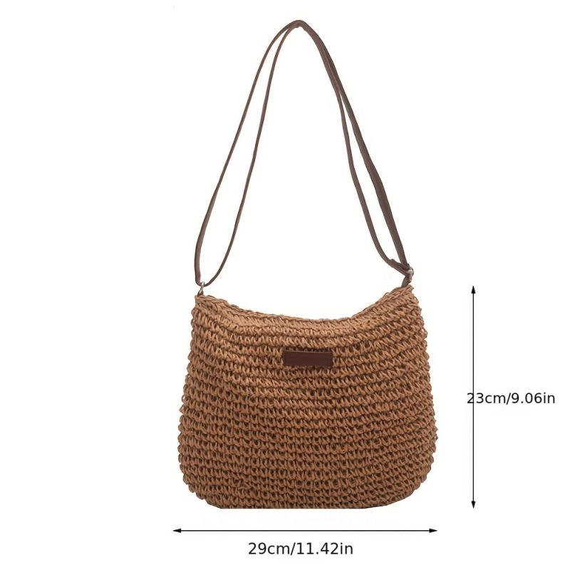 Woven Straw Beach Tote Bag Crossbody Large Capacity
