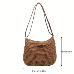 Woven Straw Beach Tote Bag Crossbody Large Capacity
