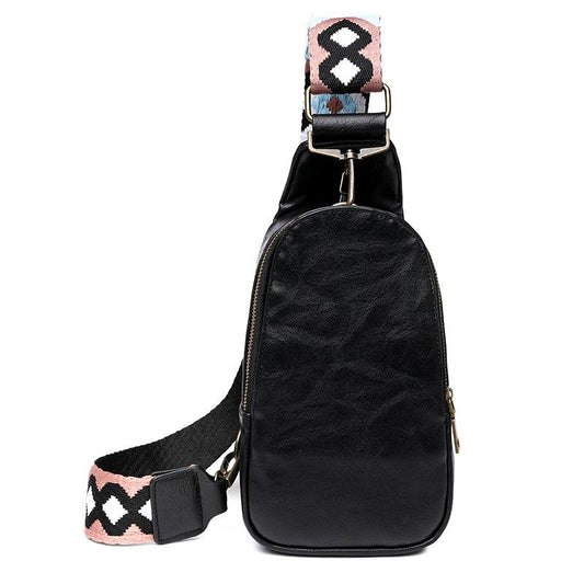 Geometric Strap Crossbody Chest Bag Zipper Sling Bag