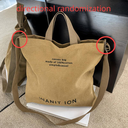 Vintage Letter Graphic Canvas Tote Bag
