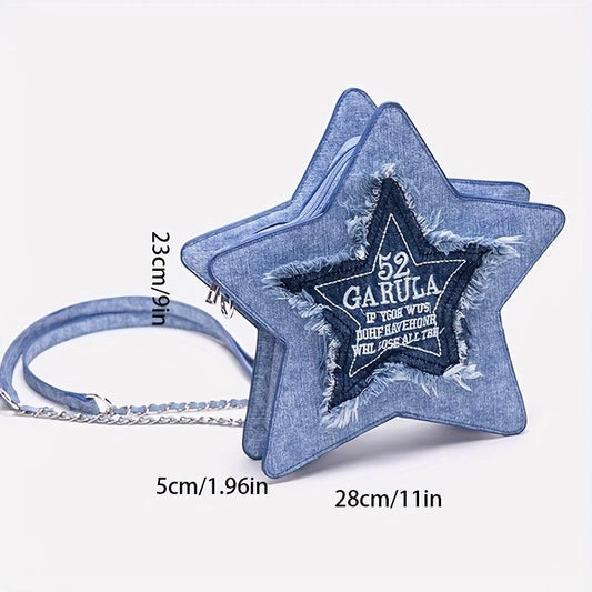Y2K Star Shaped Novelty Backpack Women's Embroidered Knapsack