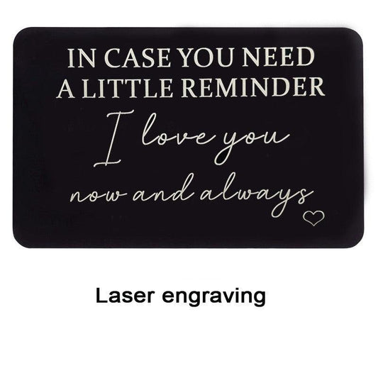 Engraved Aluminum Wallet Insert Card Love Note Romantic Gift