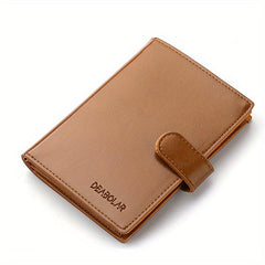 Men's PU Leather Short Wallet Snap Button Wallet Large Capacity Card Holder