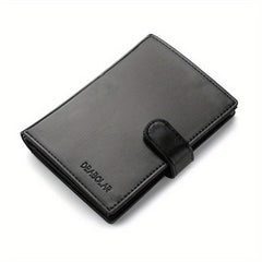 Men's PU Leather Short Wallet Snap Button Wallet Large Capacity Card Holder