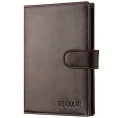 Men's PU Leather Short Wallet Snap Button Wallet Large Capacity Card Holder