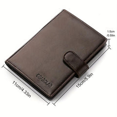 Men's PU Leather Short Wallet Snap Button Wallet Large Capacity Card Holder
