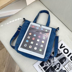Denim Shoulder Bag Stylish Handbag Casual Bag With Detachable Strap