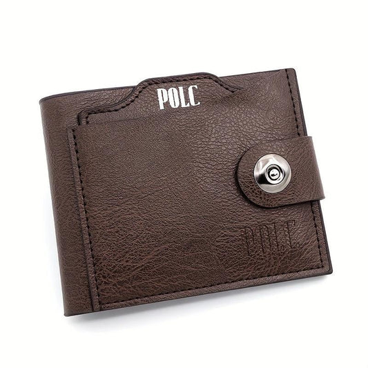 Men's Leather Short Wallet Money Clip Card Holder