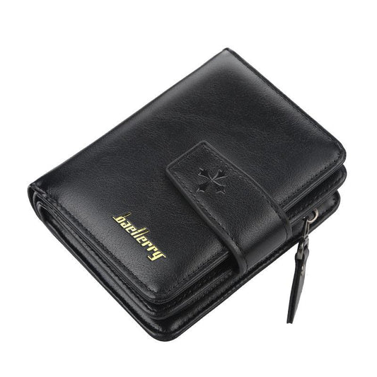 Men's Zipper Card Holder Short Wallet Leather Large Capacity Card Holder