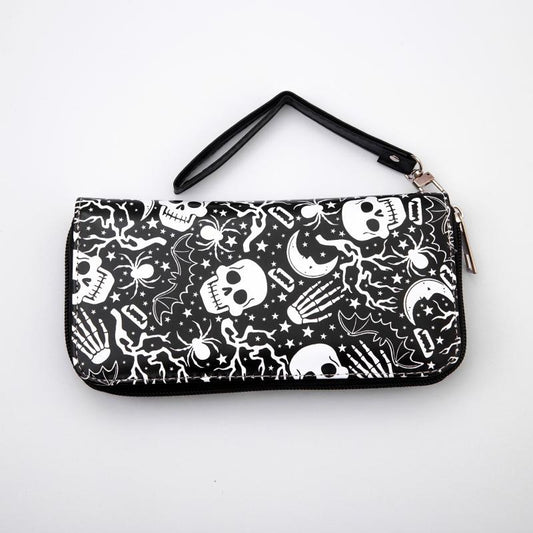 Halloween Skull Wallet Clutch Bag Multi Card Holder Horror Night Purse