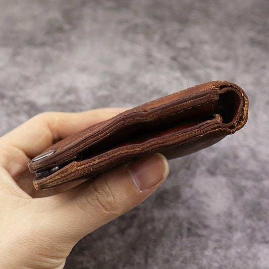 Top Layer Leather Wallet Retro Men's Long Card Package