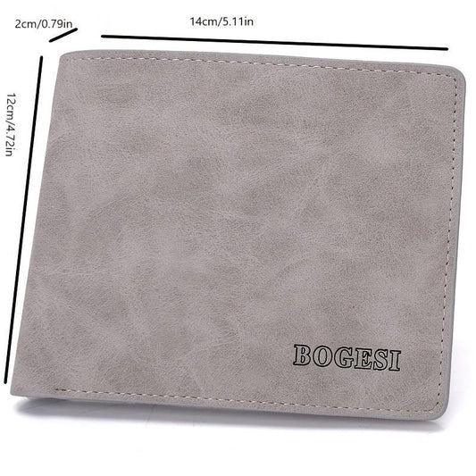 Men's Leather Short Wallet Money Clip Card Holder