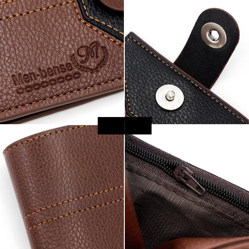 Men's Leather Short Wallet Money Clip Card Holder Hasp Coin Purse