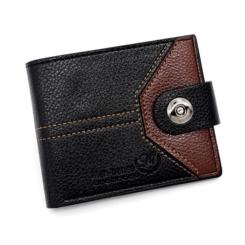Men's Leather Short Wallet Money Clip Card Holder Hasp Coin Purse