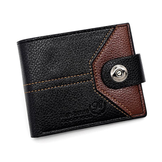 Men's Leather Short Wallet Money Clip Card Holder Hasp Coin Purse
