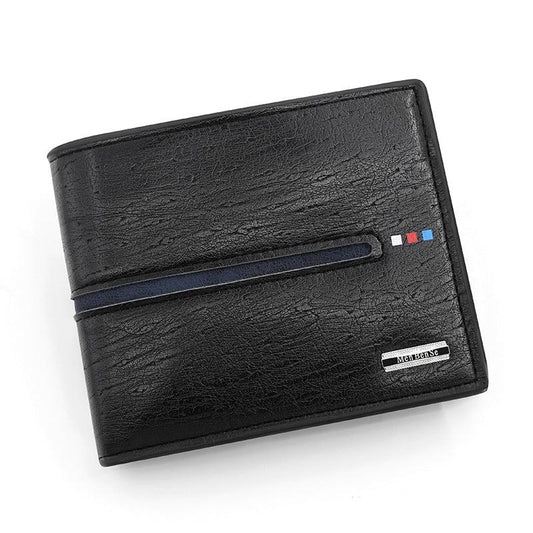 Men's Leather Short Wallet Money Clip Card Holder with Zipper Coin Pocket