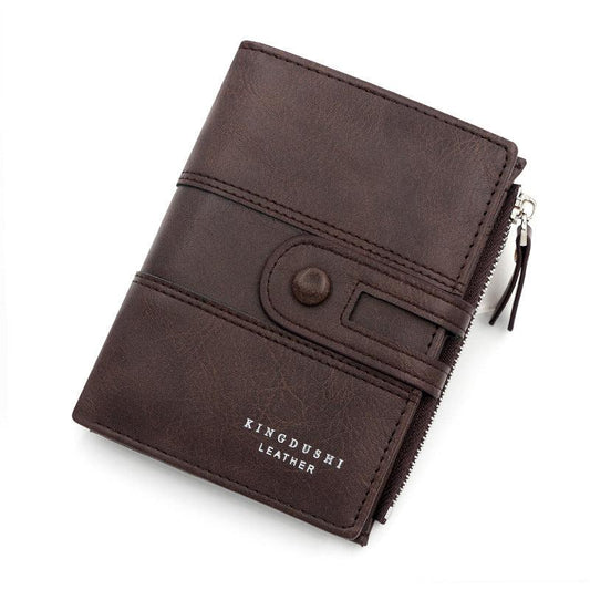 Men's Leather Short Wallet Money Clip Card Holder Zipper Coin Purse