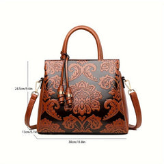 Large Red Tote Bag Adjustable Strap Zipper Closure