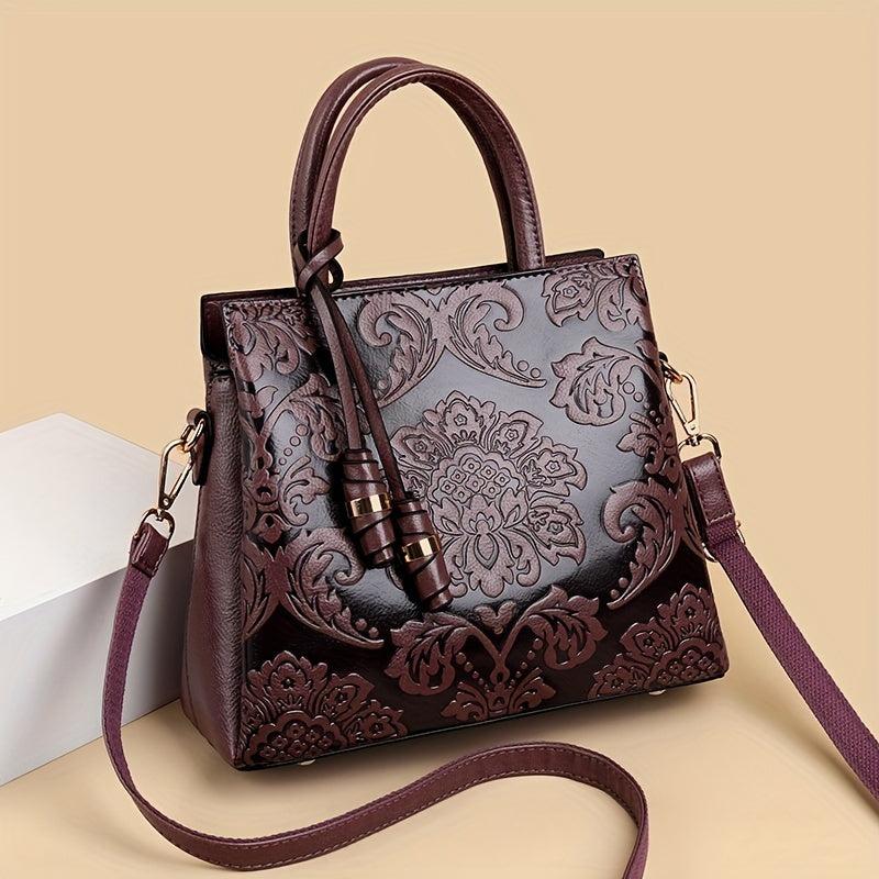 Large Red Tote Bag Adjustable Strap Zipper Closure