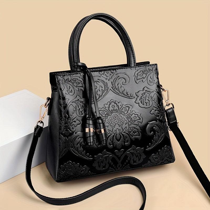 Large Red Tote Bag Adjustable Strap Zipper Closure