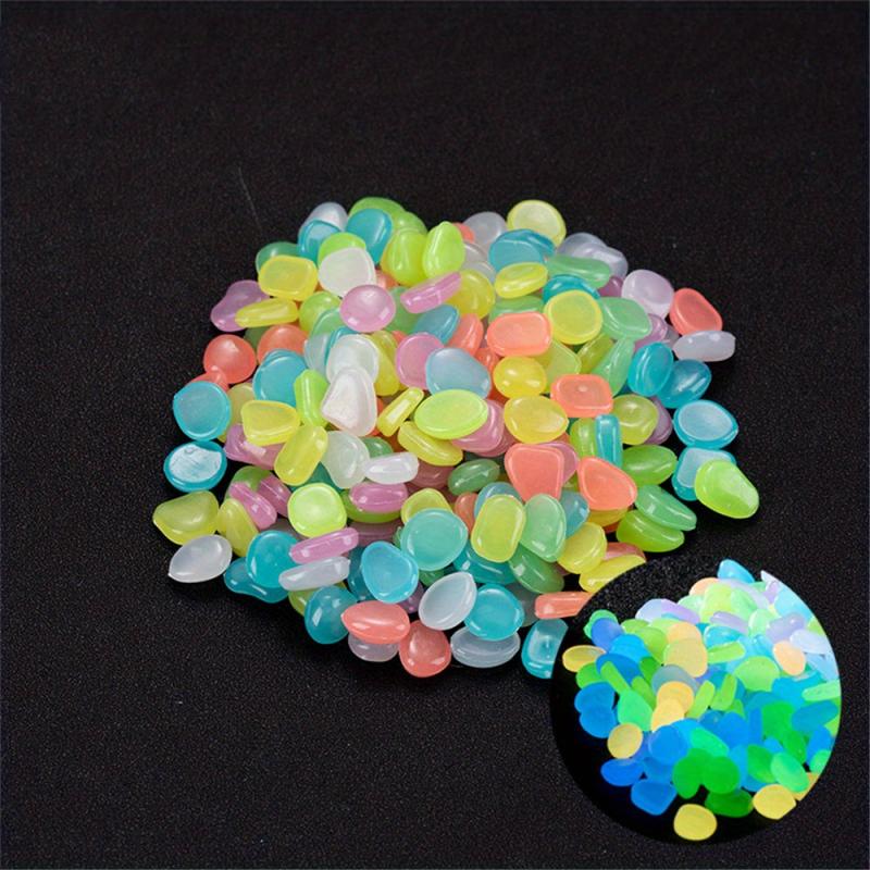 100pcs Glow in the Dark Pebbles Natural Crystals for Garden or Aquarium