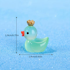 10pcs Mixed Luminous Crown Small Yellow Duck Ornaments Aquarium Micro Landscape