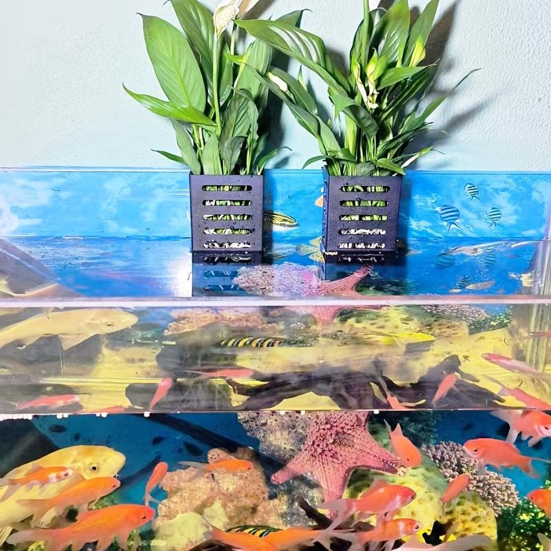 2pcs Hanging Aquarium Planter Cups Aquatic Plants Holder Fish Tank Decor