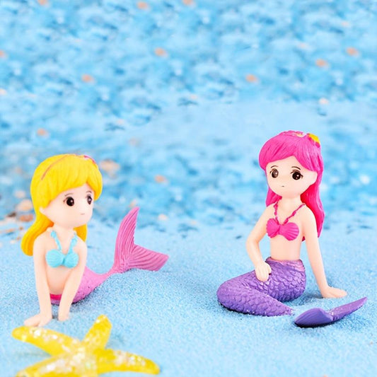 Mermaid DIY Figurine for Aquarium Desk Craft Hand Painted Durable