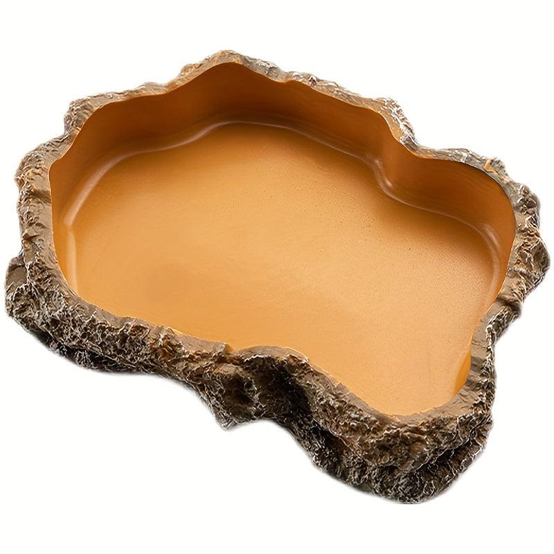 Resin Rock Dish Reptile Amphibian Feeding Bowl for Pets