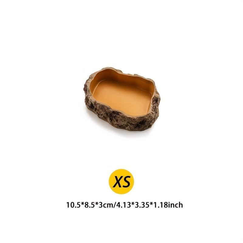 Resin Rock Dish Reptile Amphibian Feeding Bowl for Pets