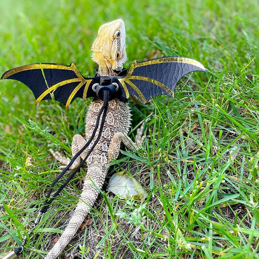Adjustable Lizard Harness Leash for Reptiles Bearded Dragon Wings Halloween