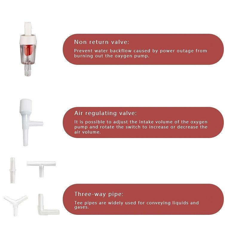 Aquarium Air Pump Accessories Straight Tee & 4mm Oxygen Pipe Special Valve