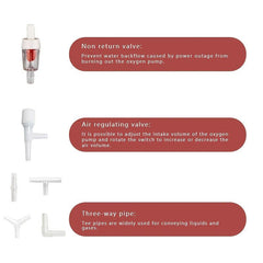 Aquarium Air Pump Accessories Straight Tee & 4mm Oxygen Pipe Special Valve