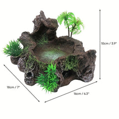 Durable Reptile Feeding Plate with Creative Water Basin
